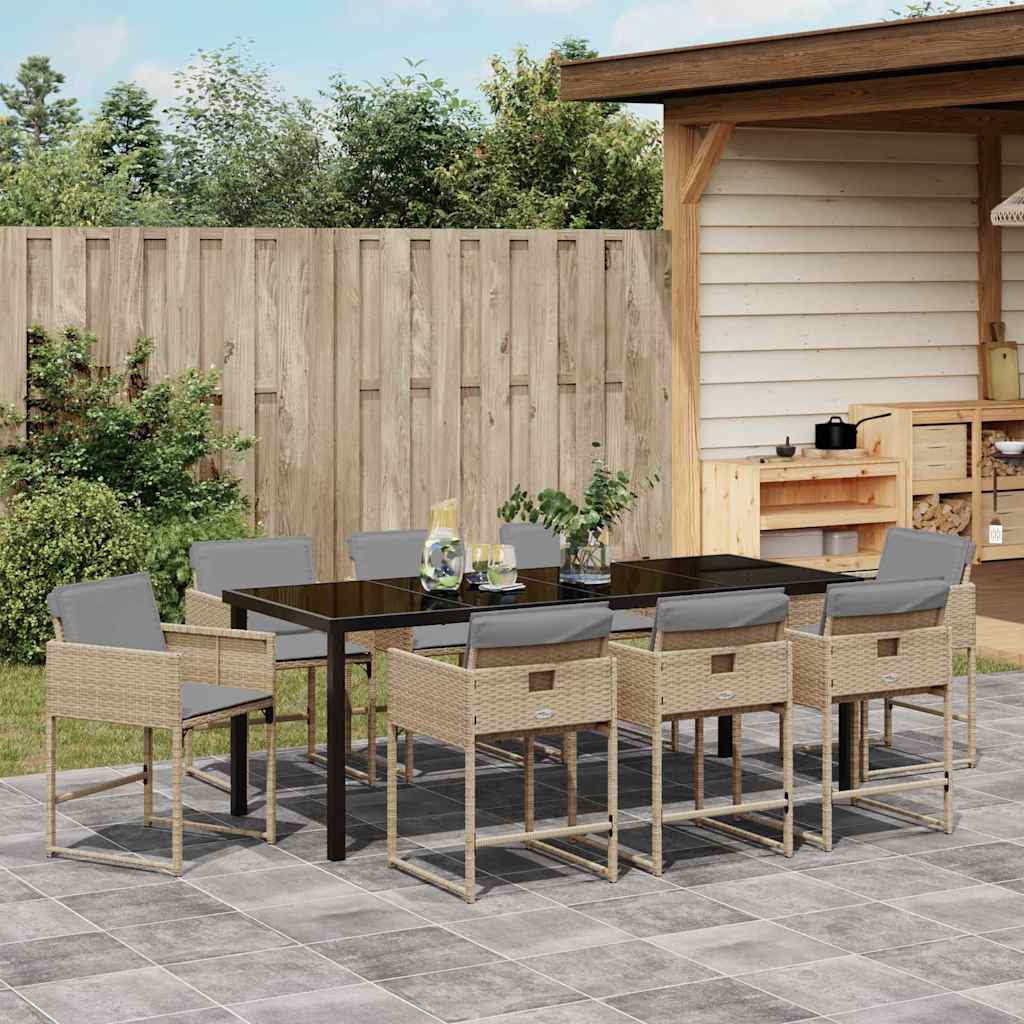 Hage Spisegruppe 9 pcs Beige polyrotting