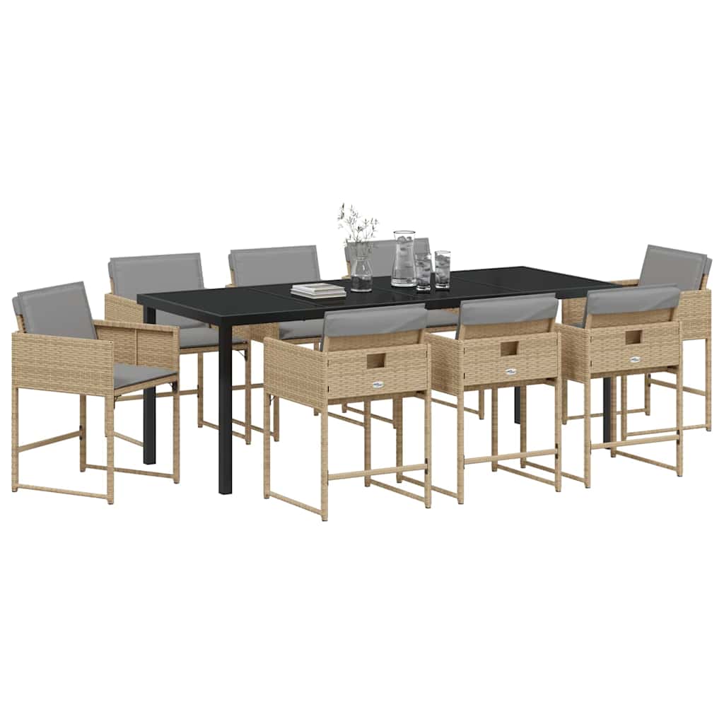 Hage Spisegruppe 9 pcs Beige polyrotting
