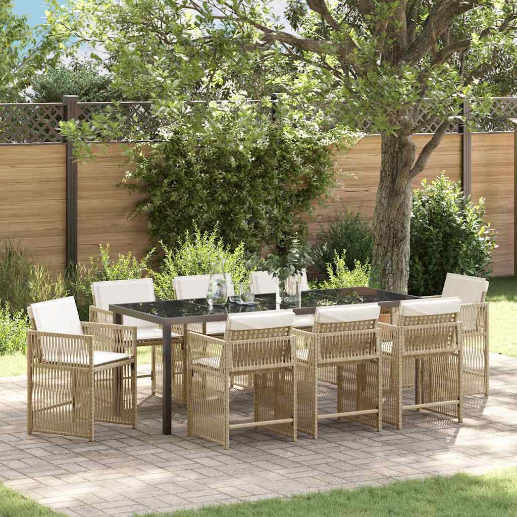 Hage Spisegruppe 9 pcs Beige polyrotting