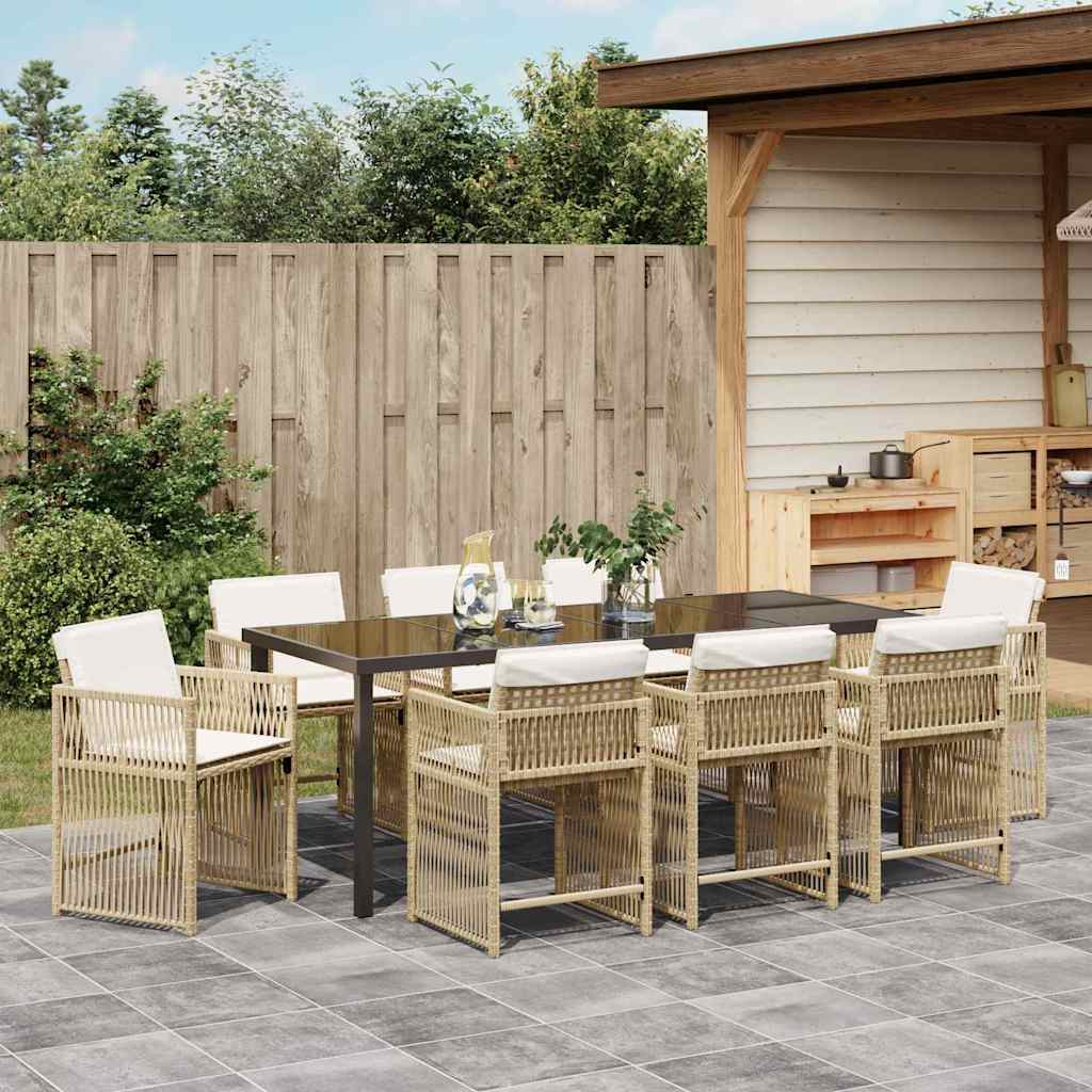 Hage Spisegruppe 9 pcs Beige polyrotting