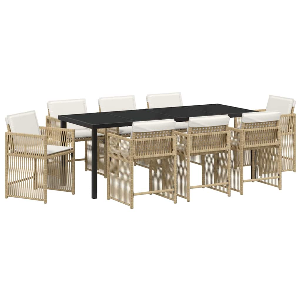Hage Spisegruppe 9 pcs Beige polyrotting