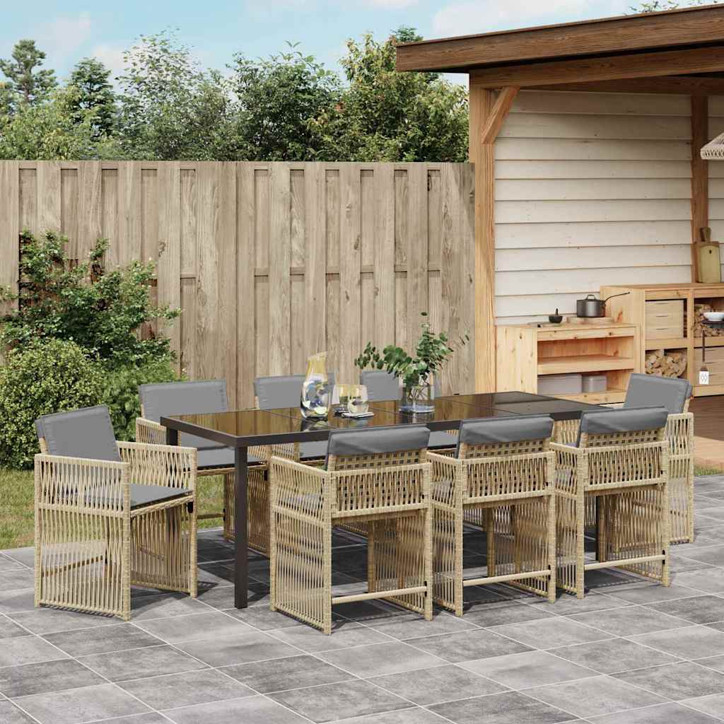 Hage Spisegruppe 9 pcs Beige polyrotting