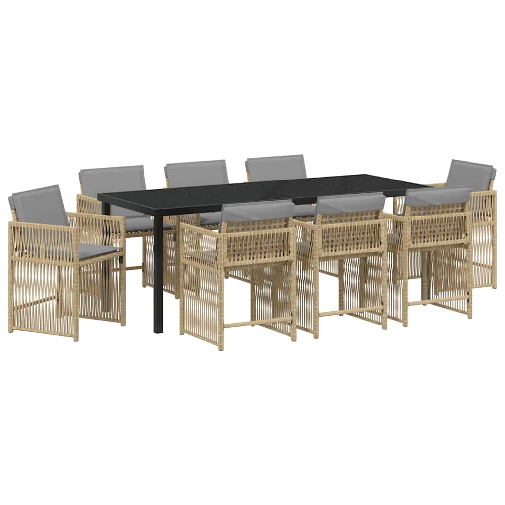 Hage Spisegruppe 9 pcs Beige polyrotting