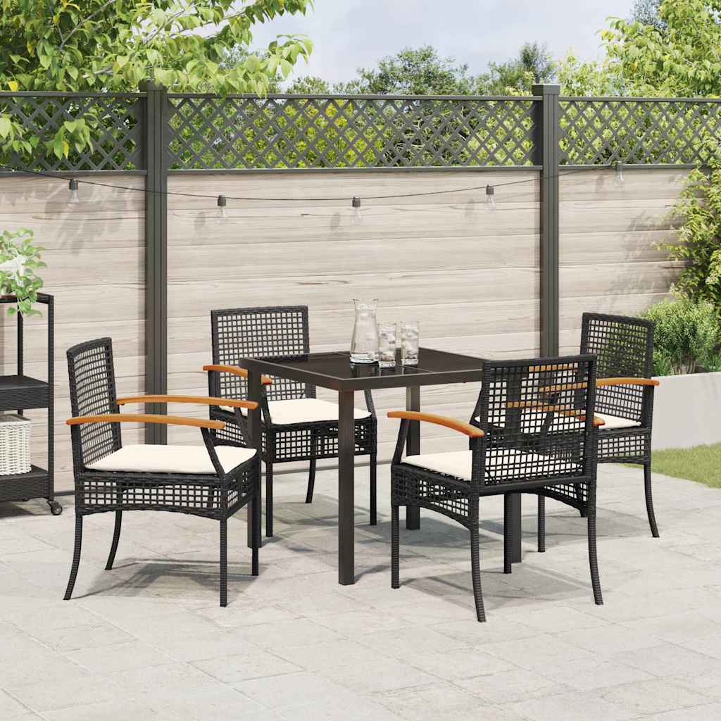 Hage Spisegruppe med pute 5 pcs Svart Rotting