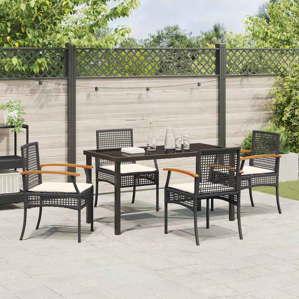 Hage Spisegruppe med pute 5 pcs Svart Rotting
