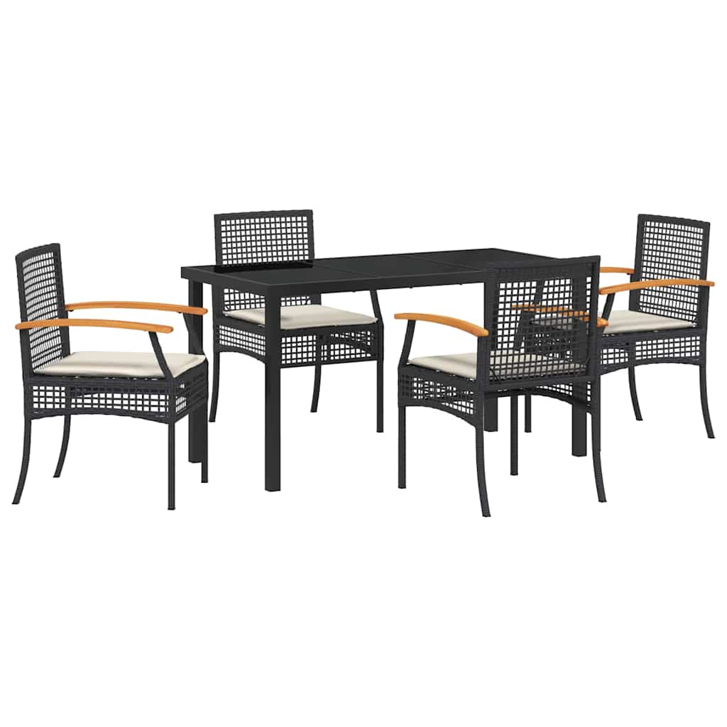 Hage Spisegruppe med pute 5 pcs Svart Rotting