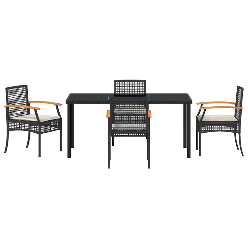Hage Spisegruppe med pute 5 pcs Svart Rotting