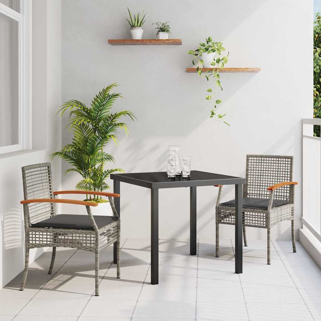 Hage Spisegruppe med pute 3 pcs Grå og svart Rotting