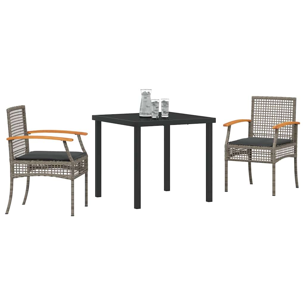 Hage Spisegruppe med pute 3 pcs Grå og svart Rotting