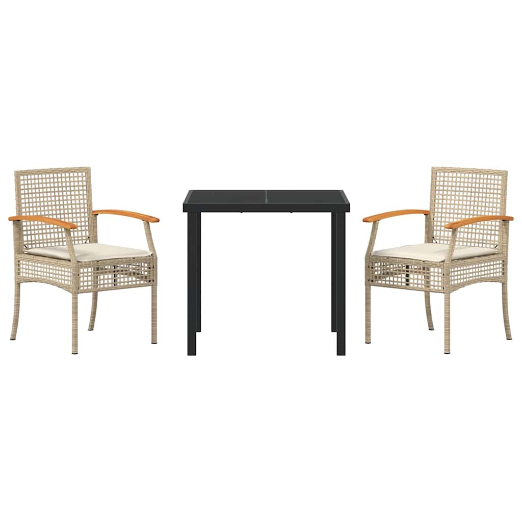 Hage Spisegruppe med pute 3 pcs Beige og svart Rotting