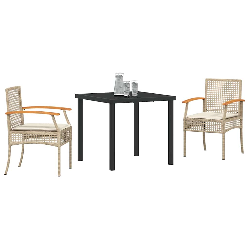 Hage Spisegruppe med pute 3 pcs Beige og svart Rotting
