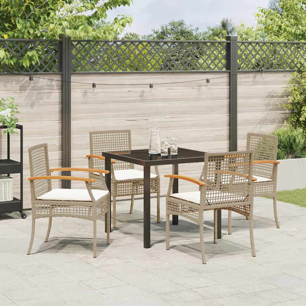 Hage Spisegruppe med pute 5 pcs Beige og svart Rotting