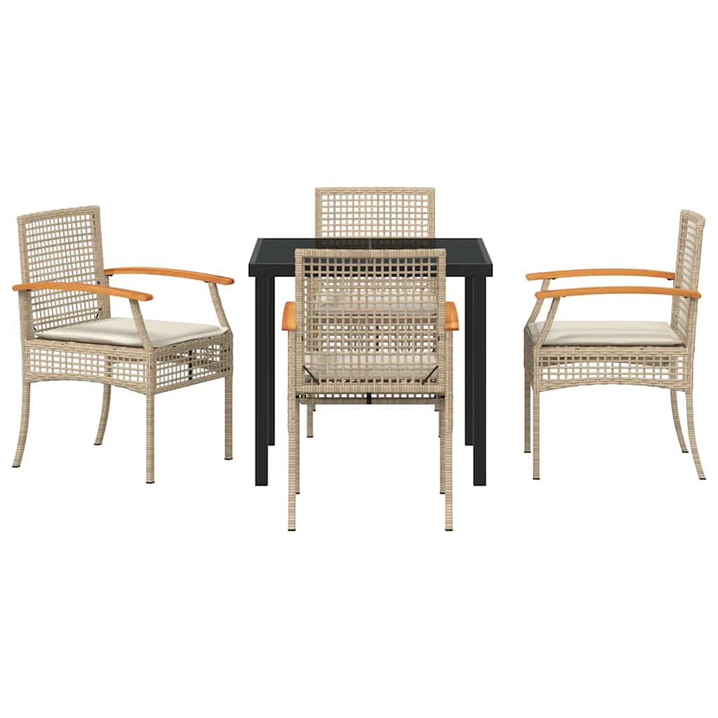 Hage Spisegruppe med pute 5 pcs Beige og svart Rotting