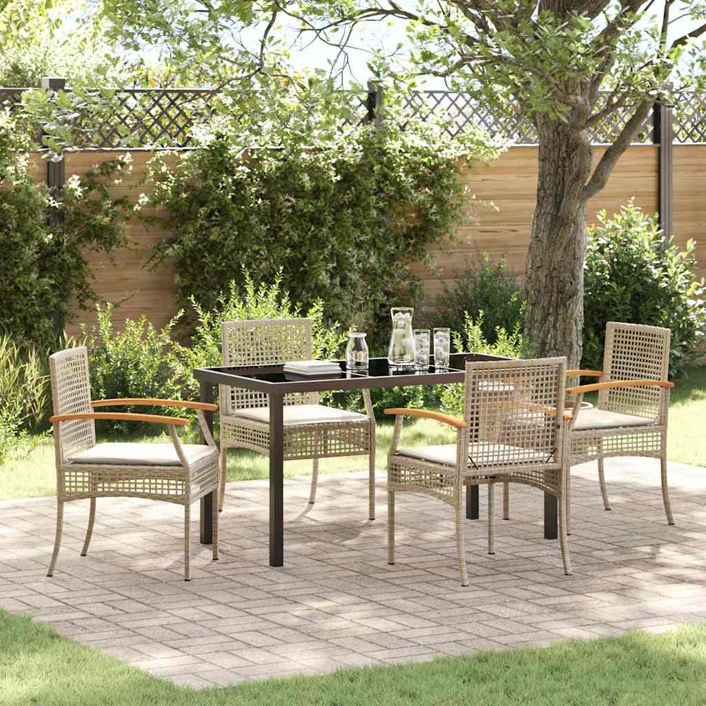 Hage Spisegruppe 5 stk. Beige og svart Rotting
