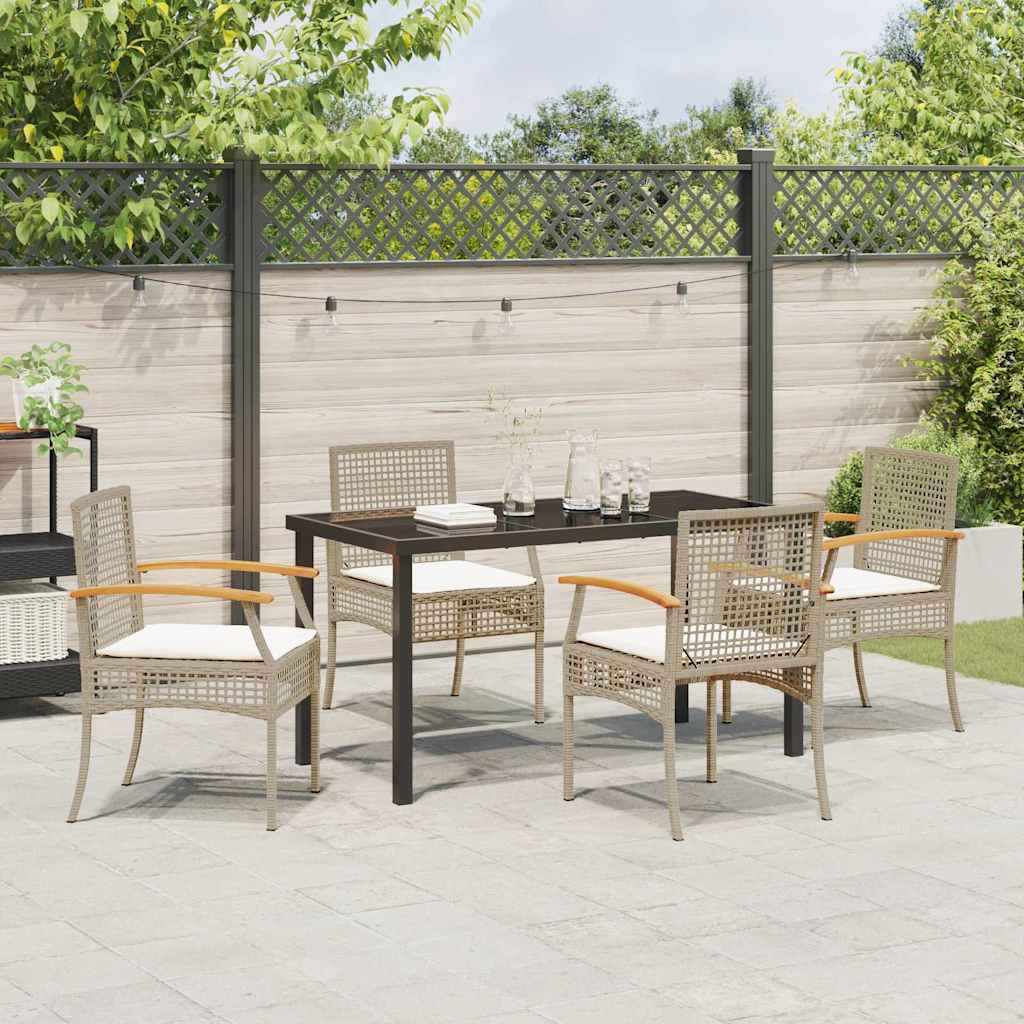 Hage Spisegruppe 5 stk. Beige og svart Rotting