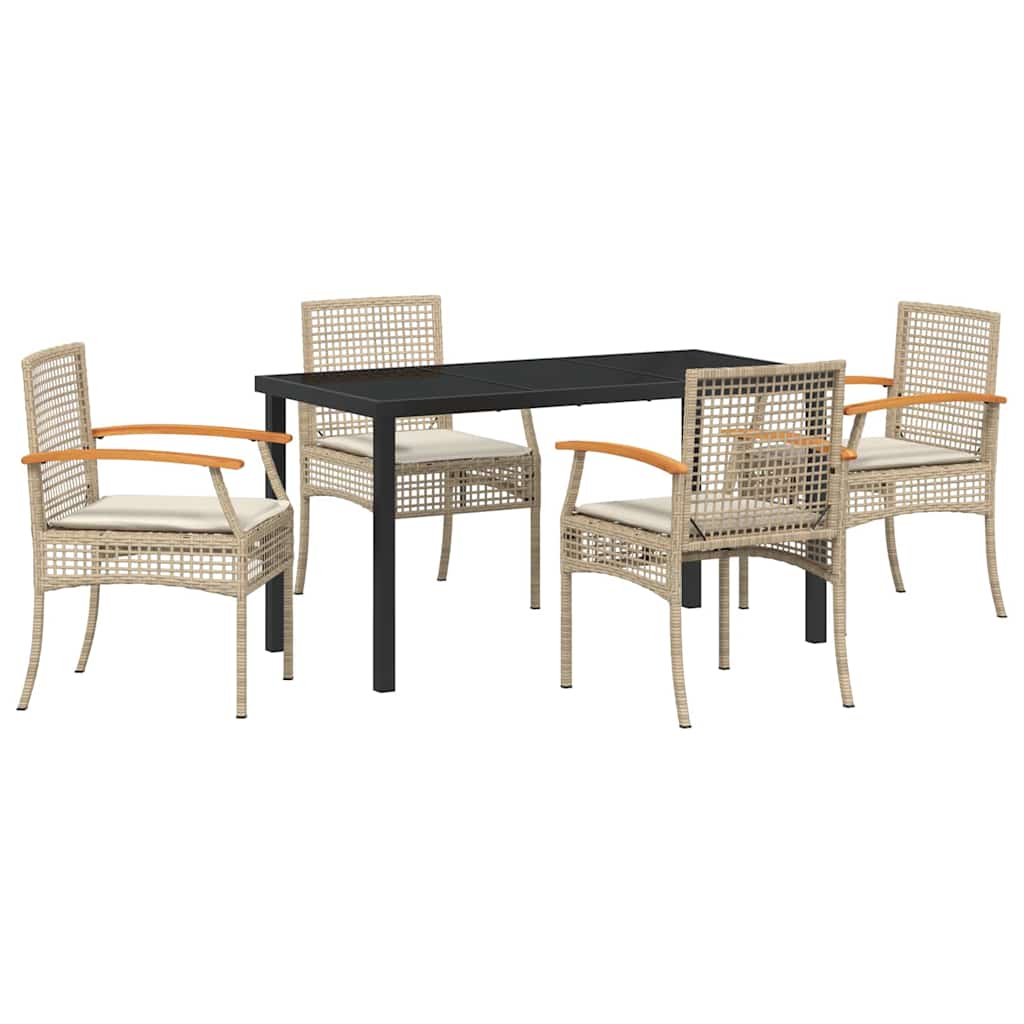Hage Spisegruppe 5 stk. Beige og svart Rotting