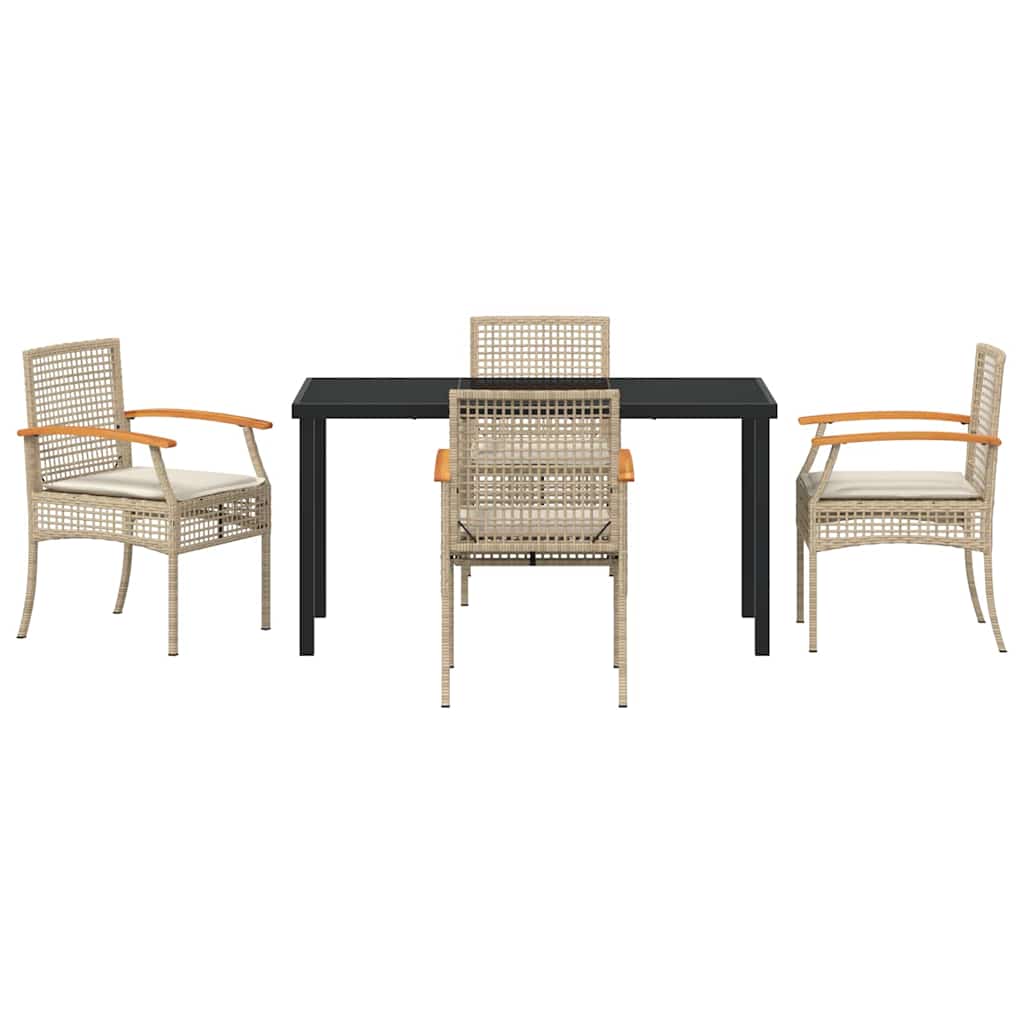 Hage Spisegruppe 5 stk. Beige og svart Rotting