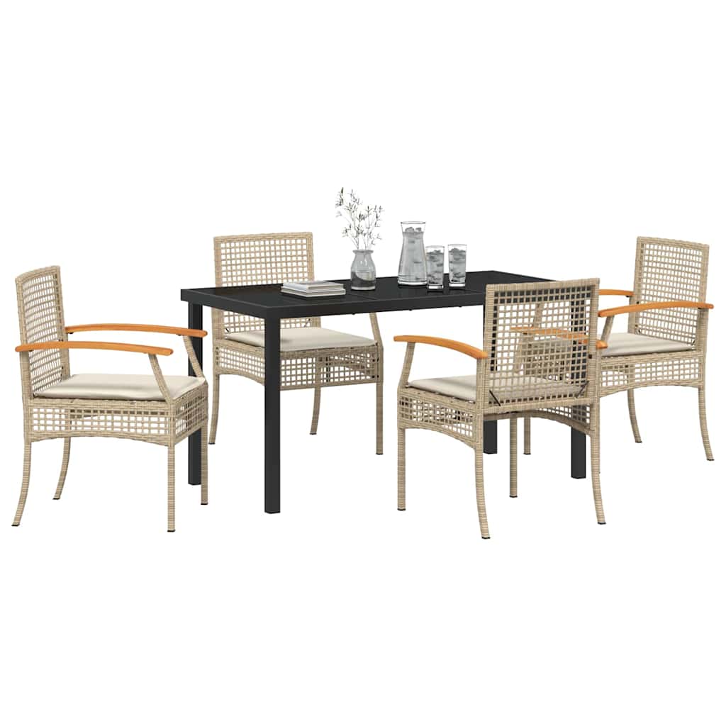 Hage Spisegruppe 5 stk. Beige og svart Rotting