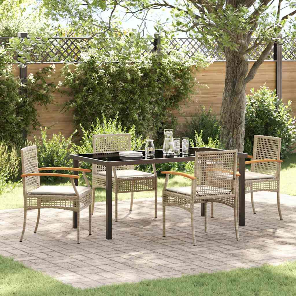 Hage Spisegruppe med pute 5 pcs Beige og svart Rotting