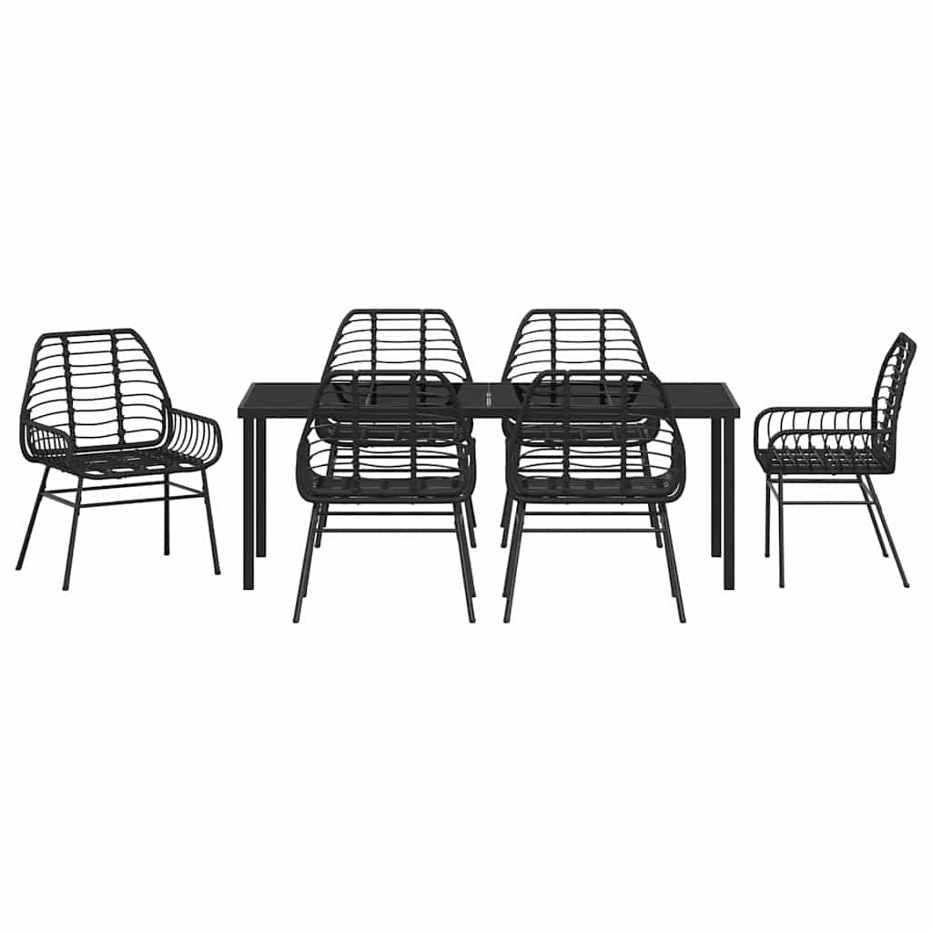 Hage Spisegruppe 7 pcs Svart polyrotting