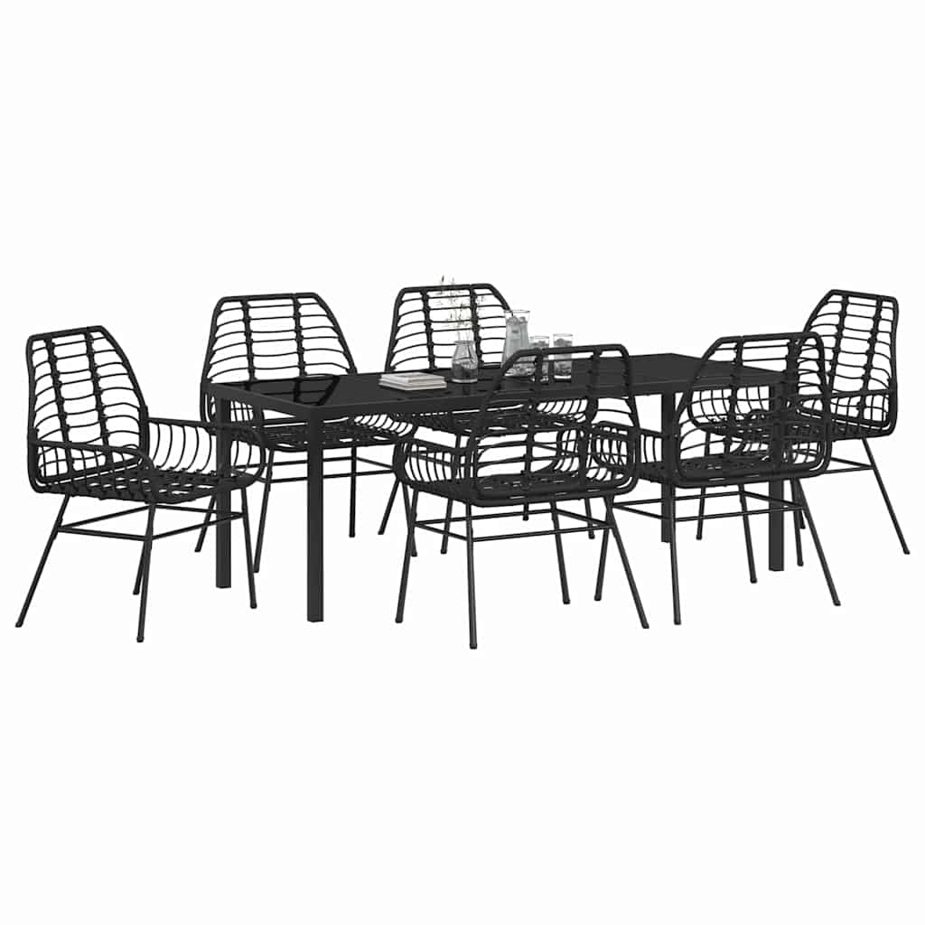 Hage Spisegruppe 7 pcs Svart polyrotting