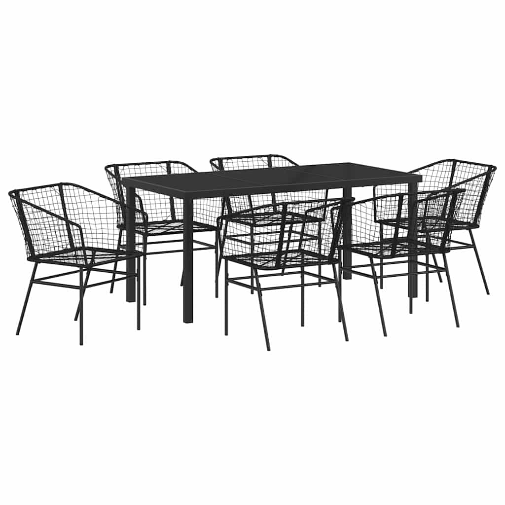 Hage Spisegruppe 7 pcs Svart polyrotting