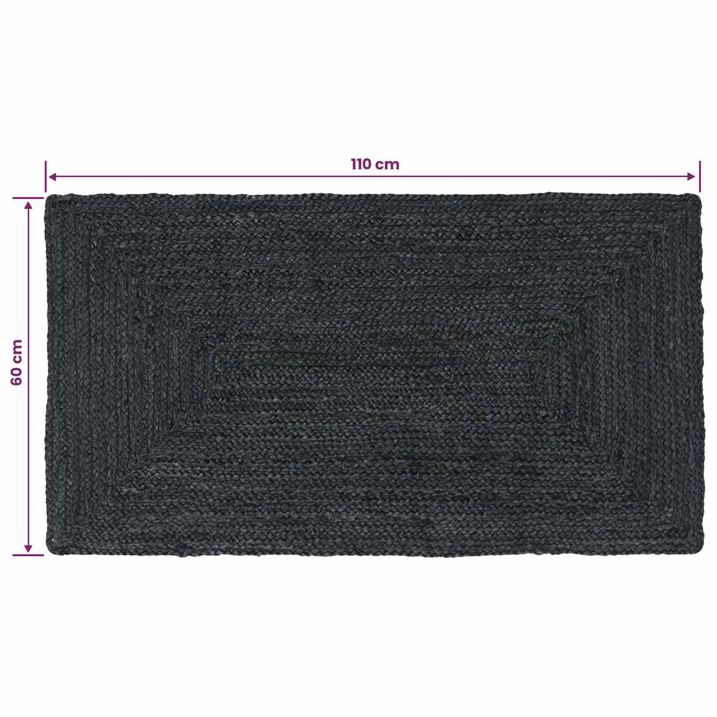 Områdetepper Rektangulær Mørkegrå 60 x 110 cm Jute