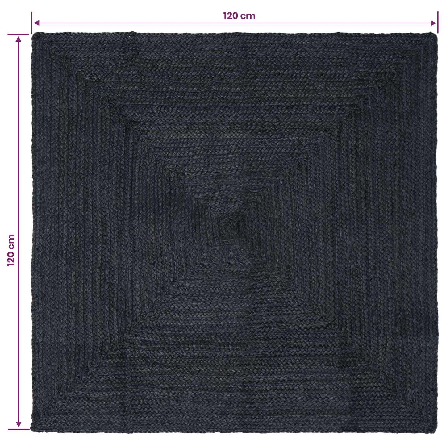 Områdetepper Rektangulær Mørkegrå 120 x 120 cm Jute