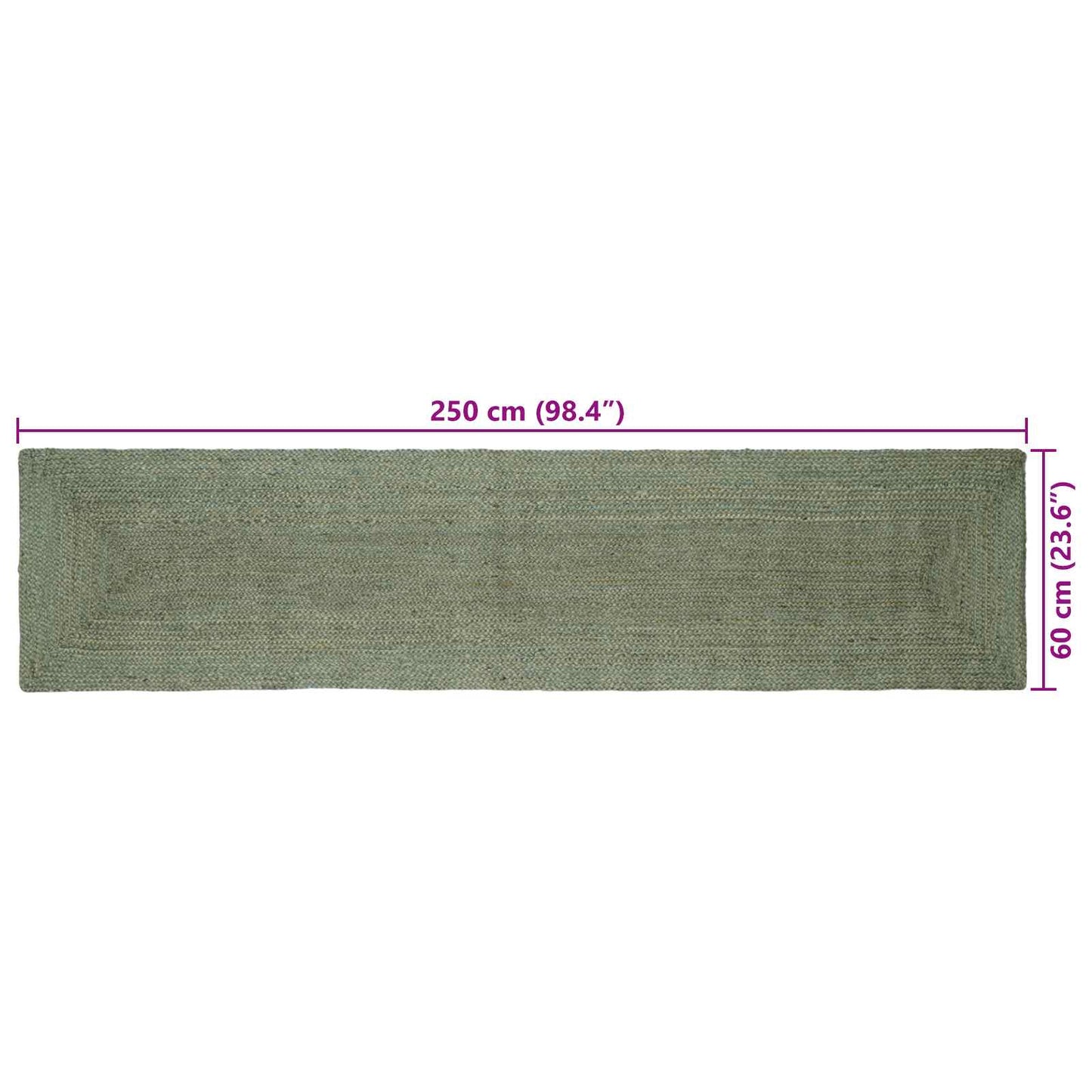 Områdetepper Rektangulær Olivengrønn 60 x 250 cm Jute