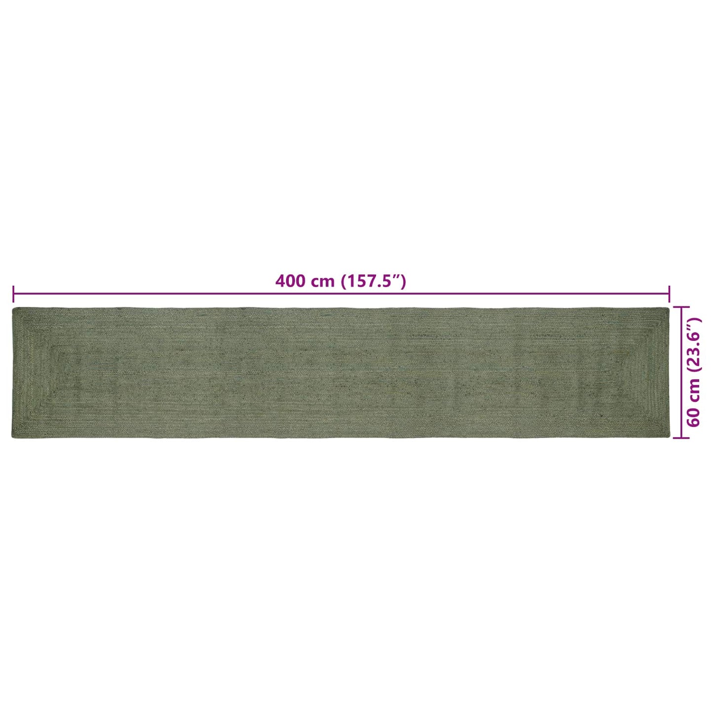 Områdetepper Rektangulær Olivengrønn 60 x 400 cm Jute