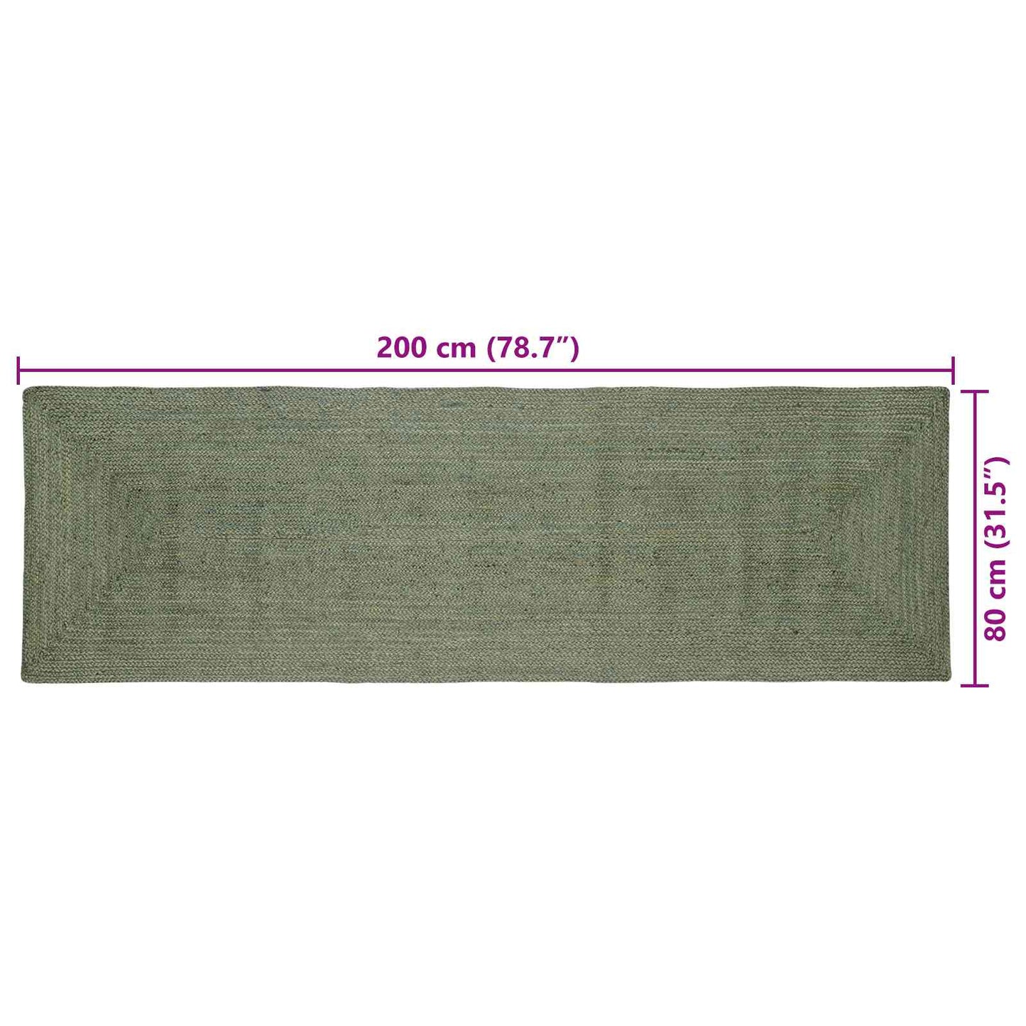 Områdetepper Rektangulær Olivengrønn 80 x 200 cm Jute