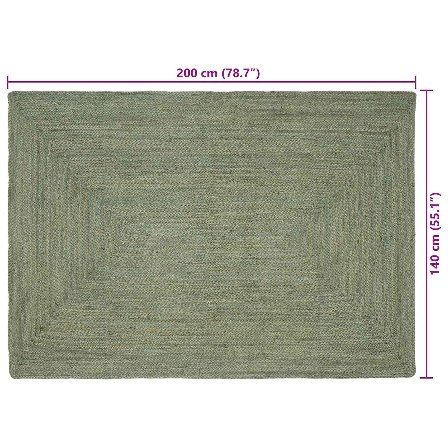 Områdetepper Rektangulær Olivengrønn 140 x 200 cm Jute
