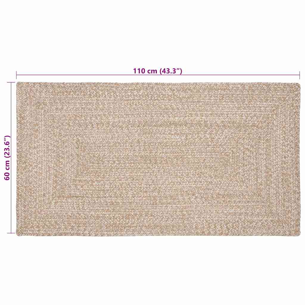 Områdetepper Naturlig og Hvit 60 x 110 cm Jute