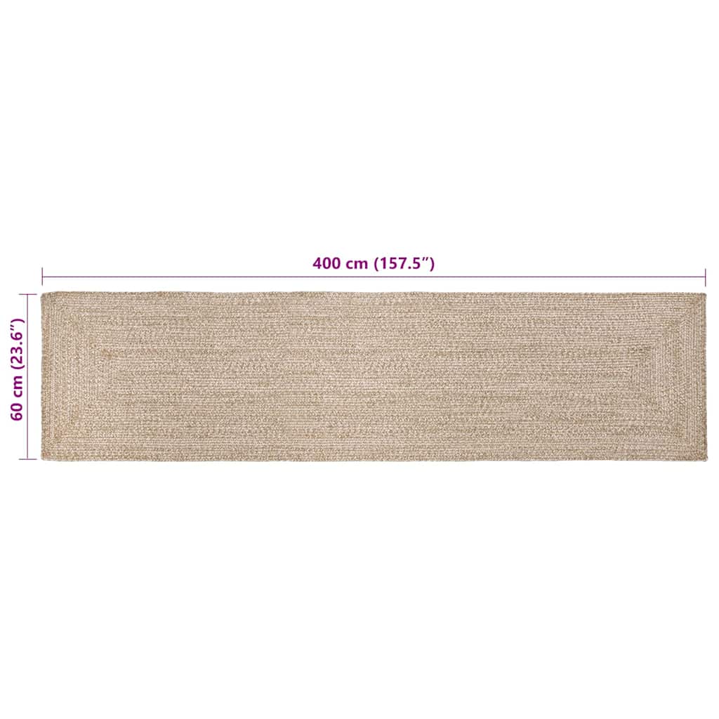 Områdetepper Naturlig og Hvit 60 x 400 cm Jute