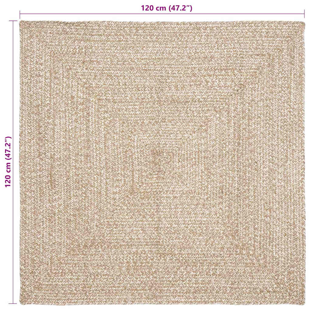 Områdetepper Naturlig og Hvit 120 x 120 cm Jute