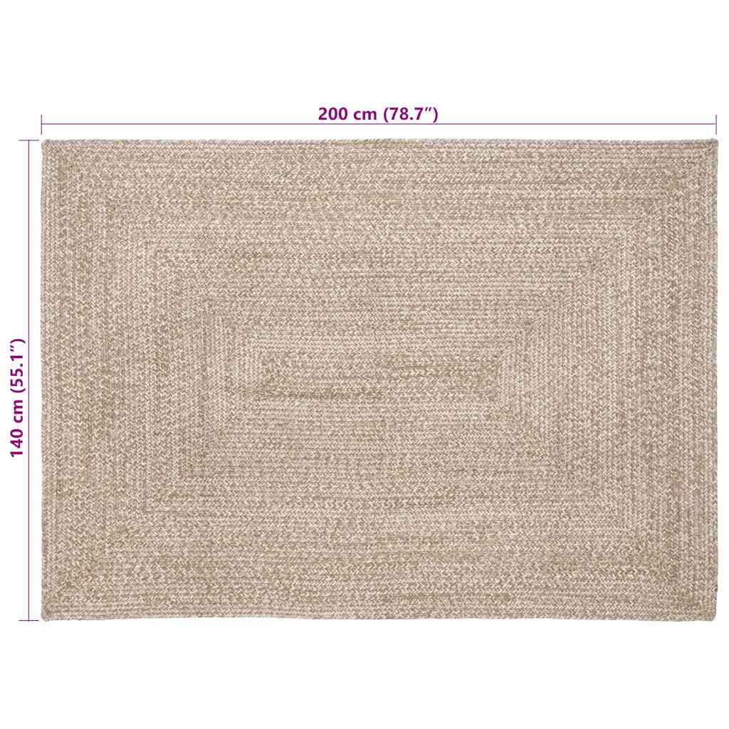 Områdetepper Naturlig og Hvit 140 x 200 cm Jute