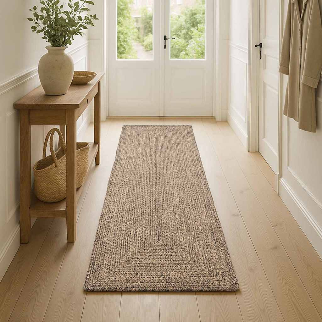 Områdeteppet Naturlig og svart 80 x 150 cm Jute
