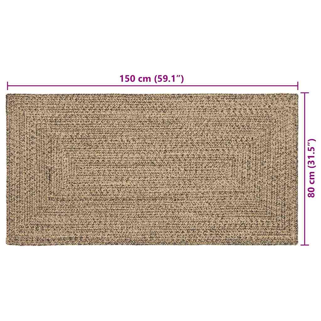 Områdeteppet Naturlig og svart 80 x 150 cm Jute