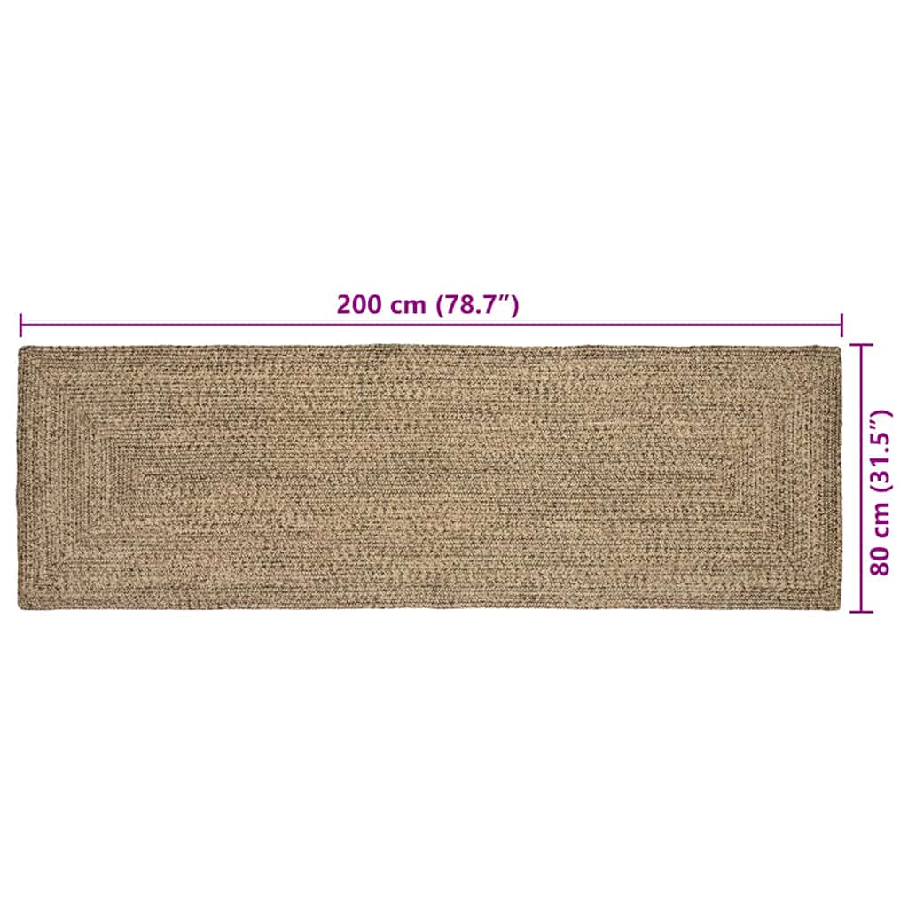 Områdetepper Naturlig og svart 80 x 200 cm Jute