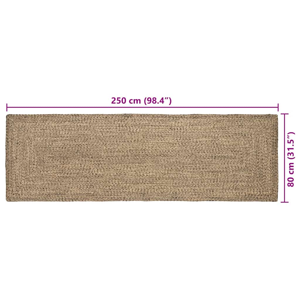 Områdetepper Naturlig og svart 80 x 250 cm Jute