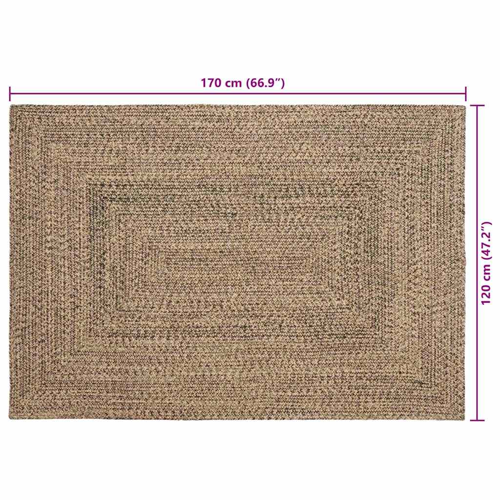 Områdetepper Naturlig og svart 120 x 170 cm Jute