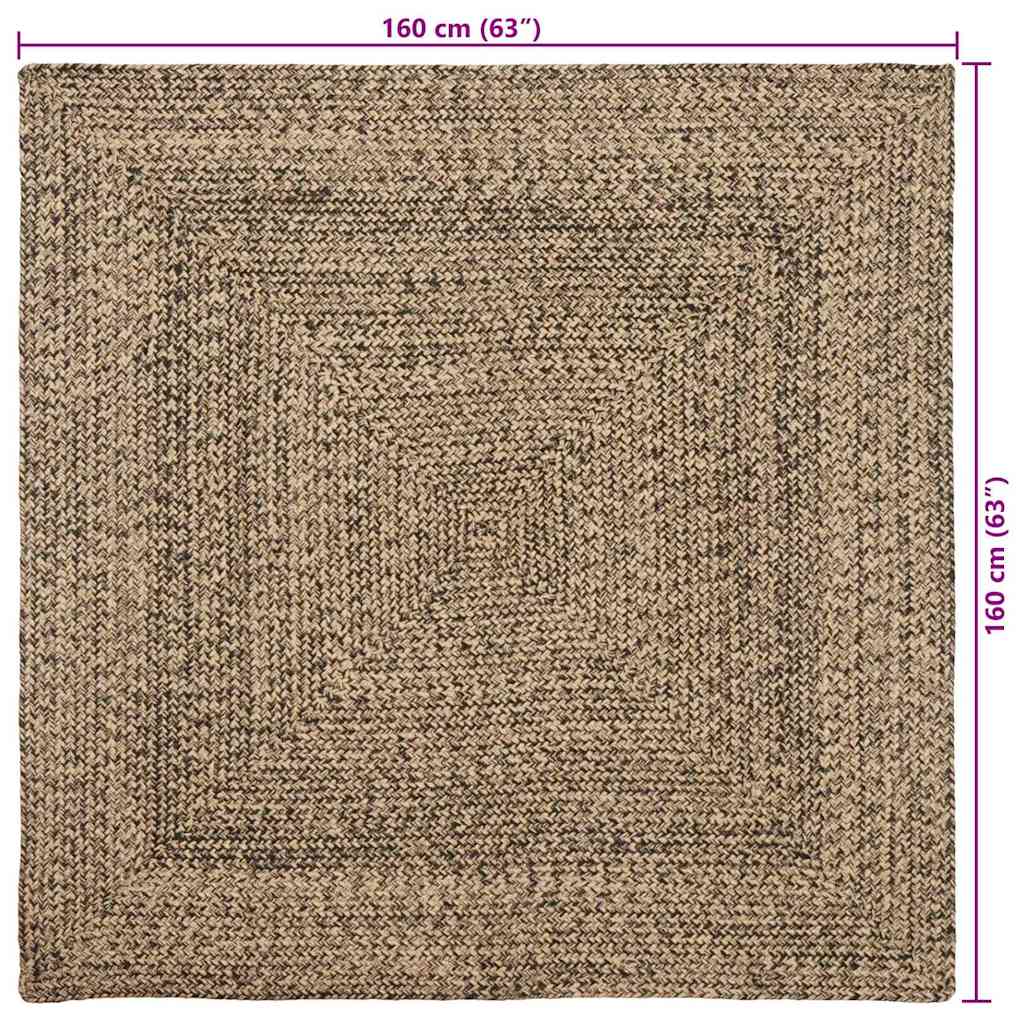 Områdetepper Naturlig og svart 160 x 160 cm Jute