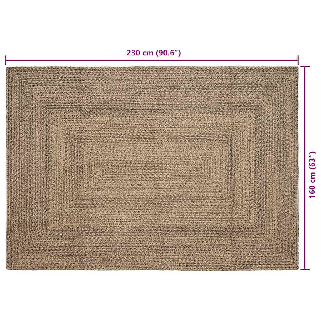 Områdetepper Naturlig og svart 160 x 230 cm Jute