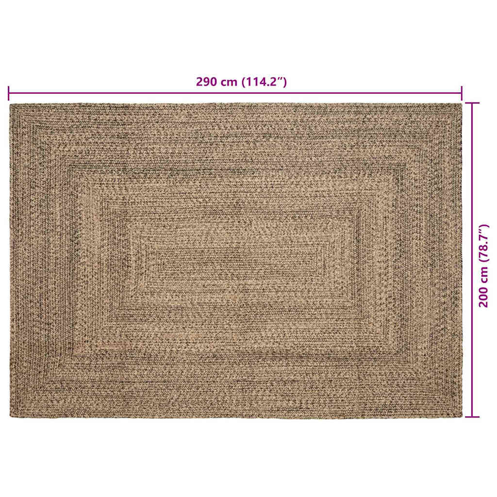 Områdetepper Naturlig og svart 200 x 290 cm Jute