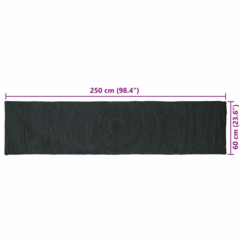 Områdetepper Mørkegrå 60 x 250 cm Jute
