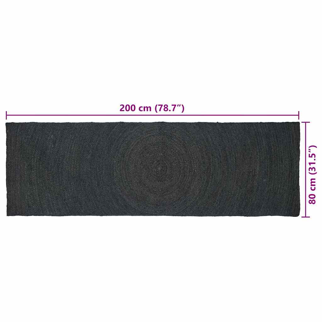 Områdetepper Mørkegrå 80 x 200 cm Jute