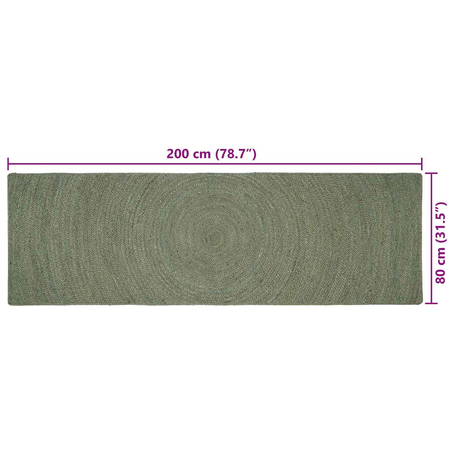 Områdetepper Olivengrønn 80 x 200 cm Jute