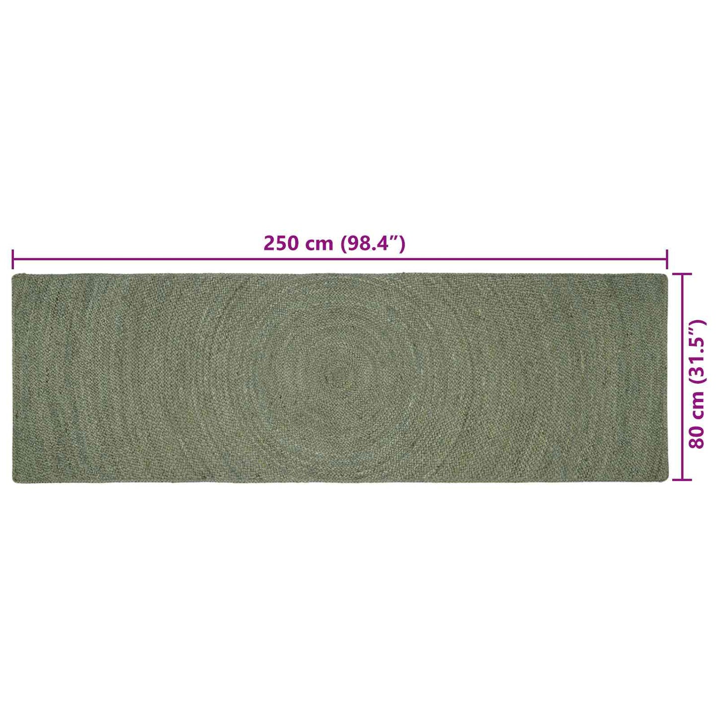Områdetepper Olivengrønn 80 x 250 cm Jute