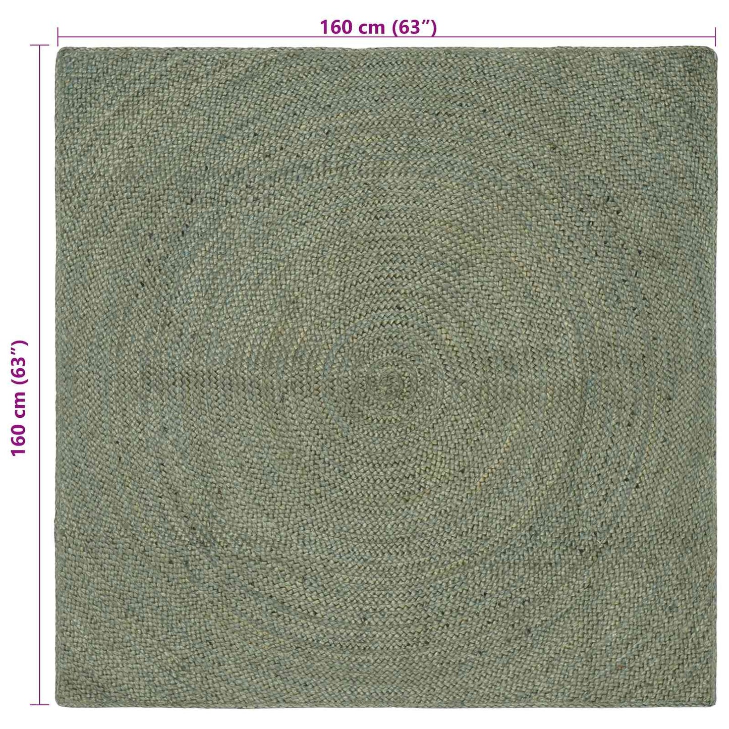 Områdetepper Olivengrønn 160 x 160 cm Jute
