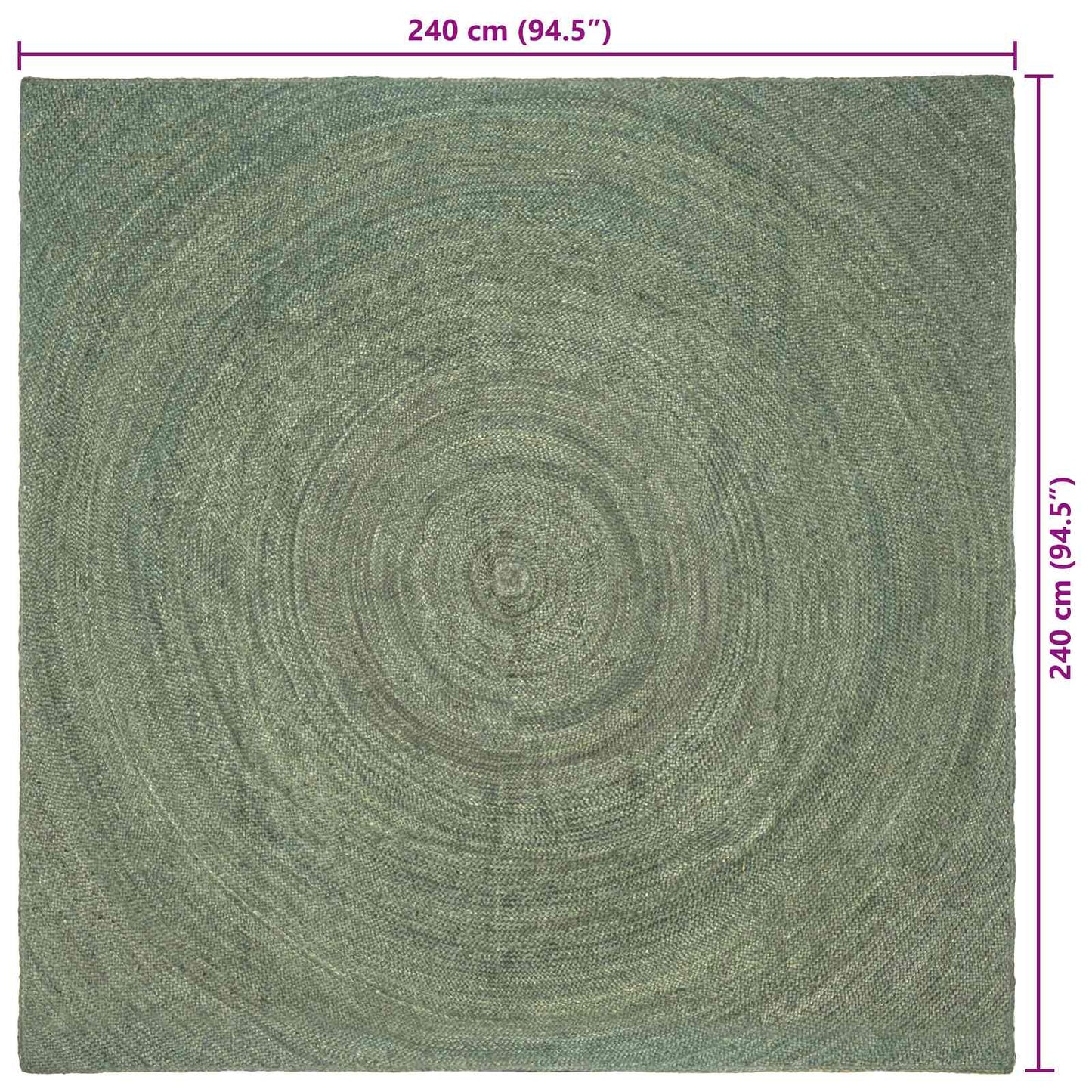 Områdetepper Olivengrønn 240 x 240 cm Jute